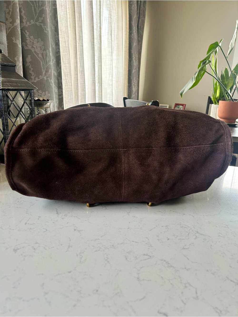Haute Hippie Suede Leather Tote Shoulder Bag & Wallet in Dark Chocolate Brown - Picture 9 of 16